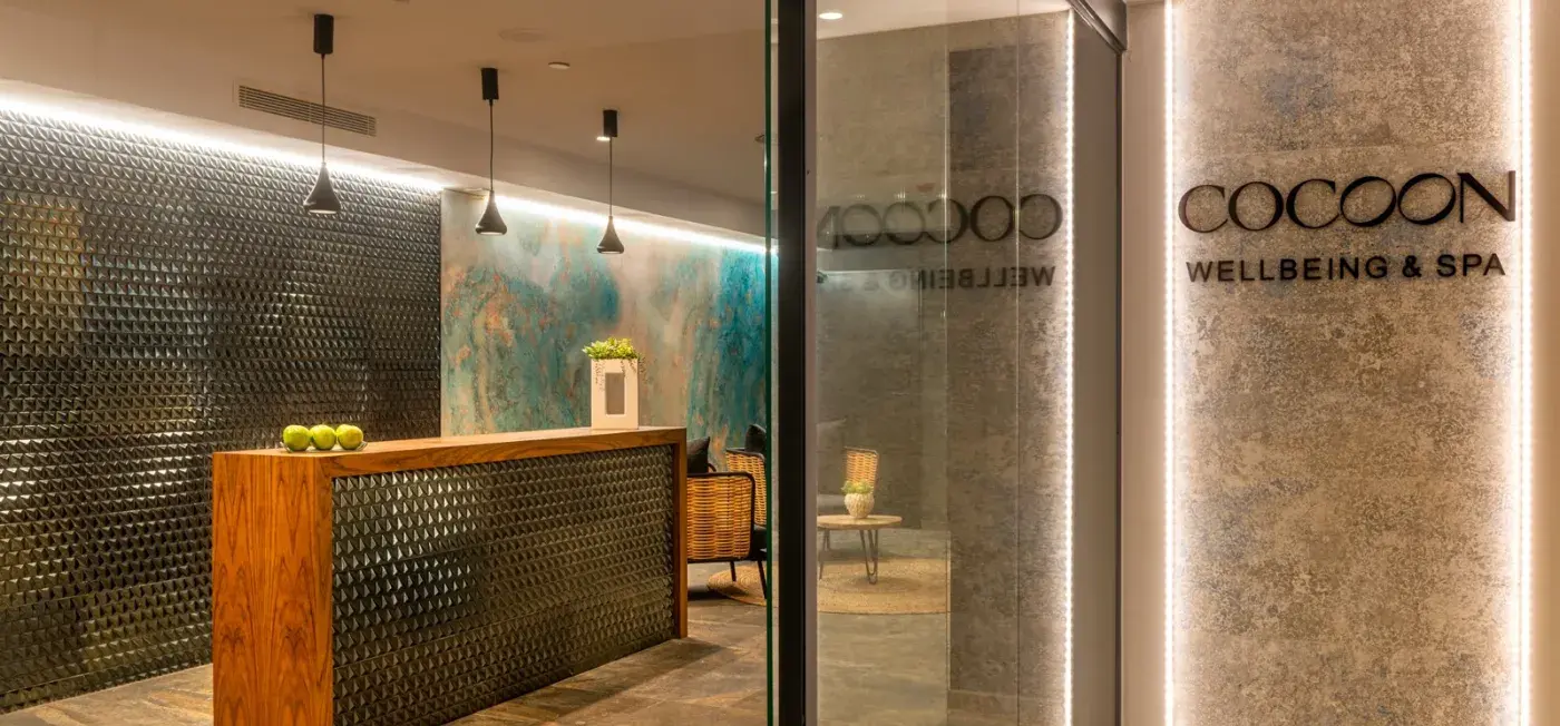 Entrance to Cocoon Wellbeing & Spa view of L'Azure Hotel Girona, Spain